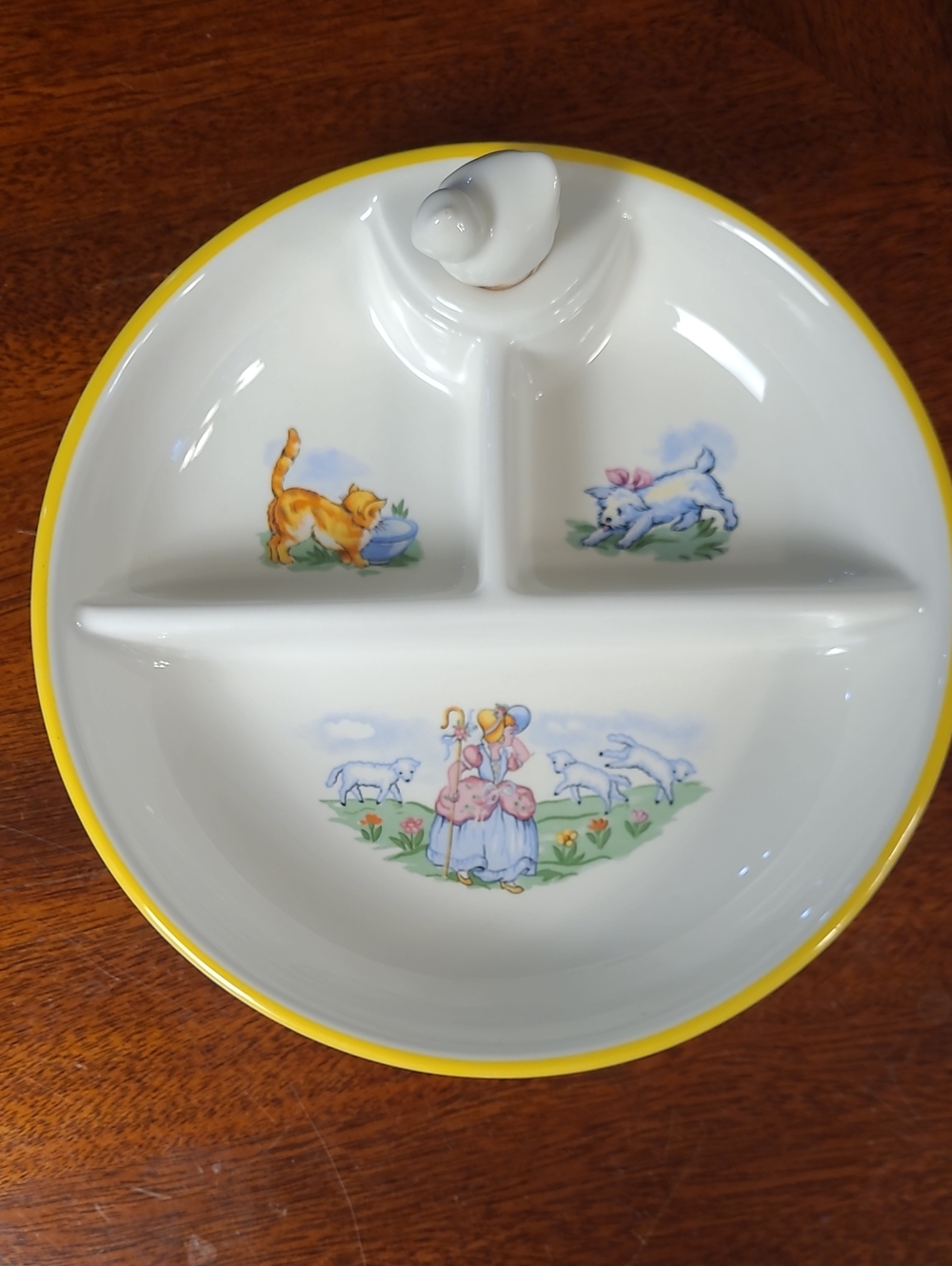 Vtg Hall China Little Bo Peep Divided Warming Dish Jewel Tea Mary Dunbar Rare